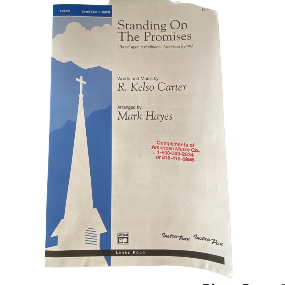 Standing On the Promises Sheet Music 1997 SABT R Kelso Carter Mark Hayes